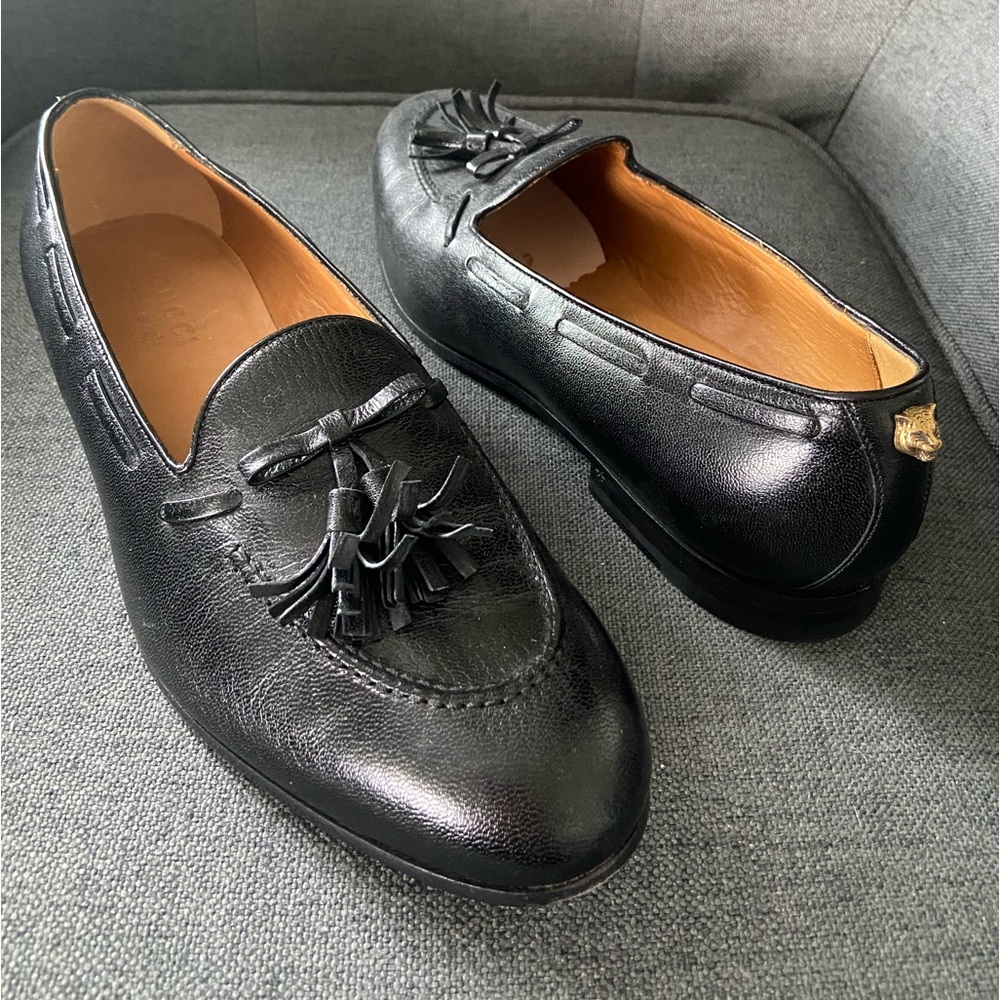 Gucci Black Leather Tassel Loafers Men’s 9.5